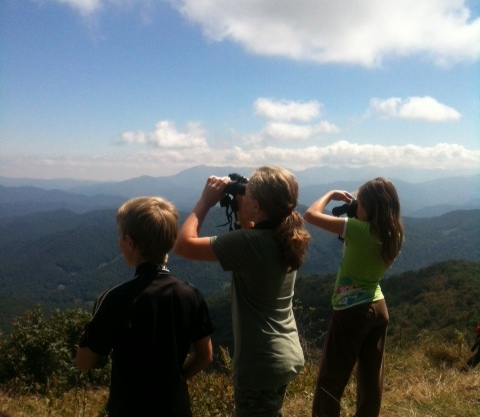 Students at Big Bald Hawkwatch